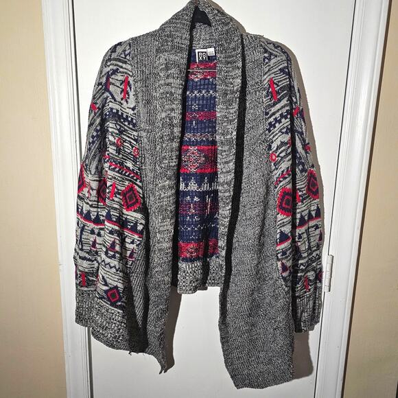 Roxy Aztec Print Draped Knit Cardigan Sweater Size M Western Americana Festival - Picture 1 of 8